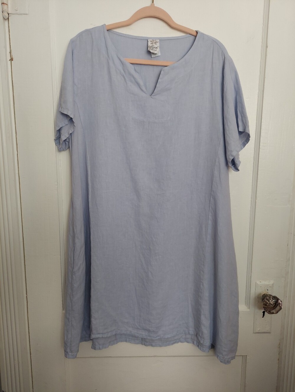 VTG 90 Match Point Tunic Dress Womens L 100%Linen Beachy Coastal Resort Vacation
